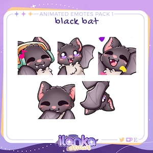 Black bat | Twitch/Discord animated emotes pack 1 (set of 5)