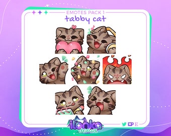 Tabby cat | Twitch/Discord emotes pack 1 (set of 7)
