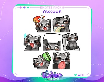 Raccoon | Twitch/Discord emotes pack 9 (set of 7)