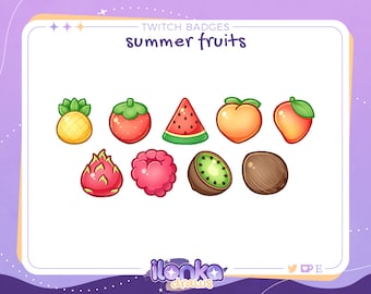 Summer fruits | Twitch sub/bit badges (set of 9)