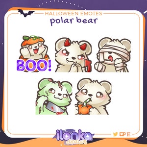 Polar bear | Halloween Twitch/Discord emotes (set of 5)