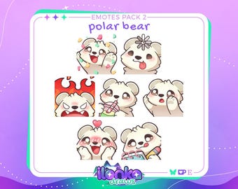 Polar bear | Twitch/Discord emotes pack 2 (set of 7)