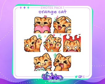 Orange cat | Twitch/Discord emotes pack 1 (set of 7)