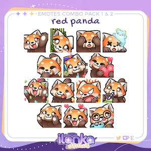 Red panda | Twitch/Discord emotes combo pack (set of 14)