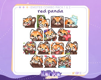 Red panda | Twitch/Discord emotes combo pack (set of 14)
