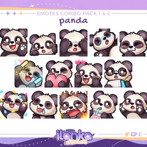 Panda | Twitch/Discord emotes pack 1 & 2 (set of 14)