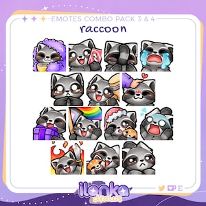 Raccoon | Twitch/Discord emotes combo pack (set of 14)