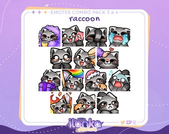 Raccoon | Twitch/Discord emotes combo pack (set of 14)