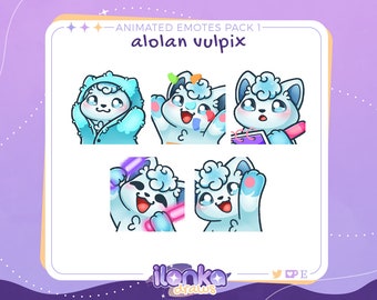 Alolan vulpix | Cute animated twitch/discord emotes (set of 5)