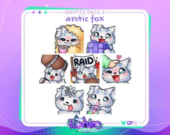 Arctic fox | Cute twitch/discord emotes pack 2 (set of 7)