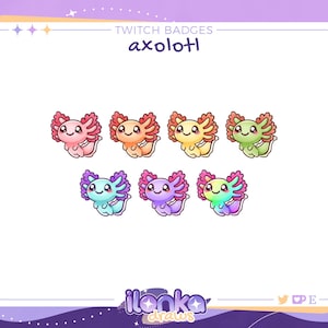 Cute axolotl | Twitch sub/bit badges (set of 7)