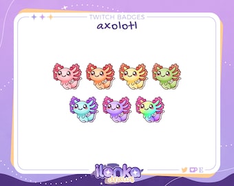 Niedlicher Axolotl | Twitch sub/bit abzeichen (set von 7)