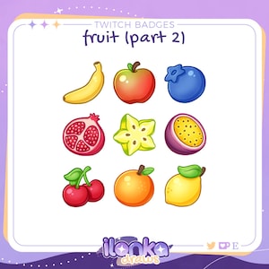 Fruits | Twitch sub/bit badges (pack 2 | set of 9)