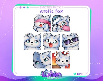 Arctic fox | Cute twitch/discord emotes set 4 (set of 7)