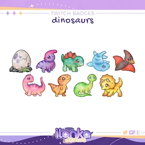 Cute dinosaurs | Twitch sub/bit badges (set of 9)