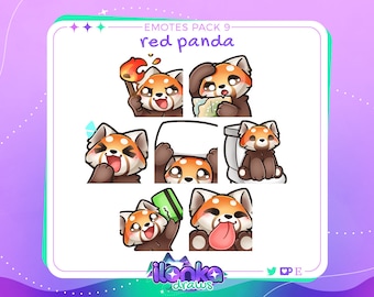 Red panda | Twitch/Discord emotes pack 9 (set of 7)