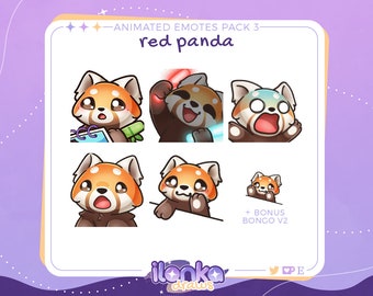 Red panda | Animated Twitch/Discord emotes pack 3 (set of 5)