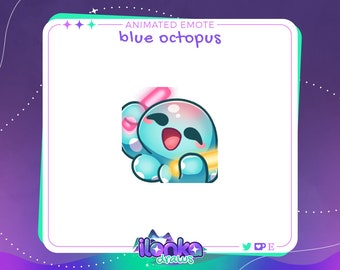 Rave blue octopus | Animated Twitch/Discord emote