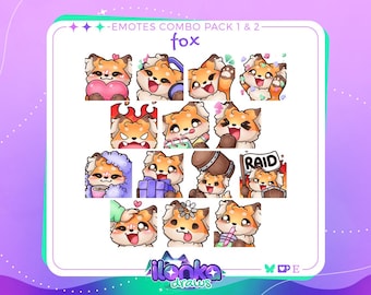 Fox | Cute twitch/discord emotes combo pack (set of 14)