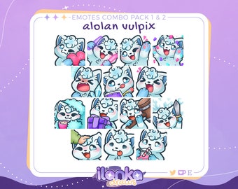 Alolan Vulpix | Cute twitch/discord emotes combo pack 1 & 2 (set of 7)