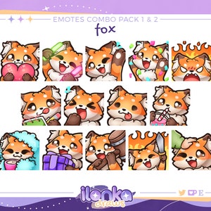 Fuchs | Süßes Twitch/Discord Emotes Kombipack (14er Set)