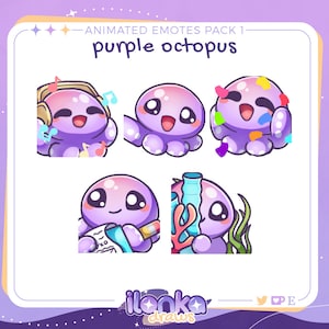 Paquete de gestos de pulpo morado / Twitch animado/Discord 1