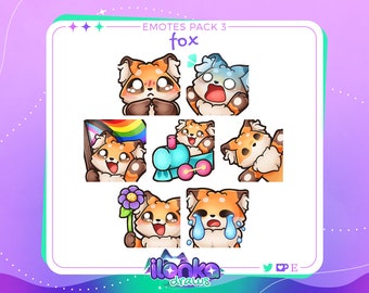 Fox | Cute twitch/discord emotes set 3 (set of 7)