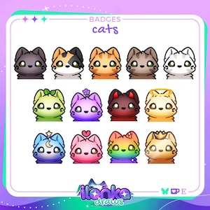 Insignias de gato/suscripción/bit de Twitch (juego de 10)