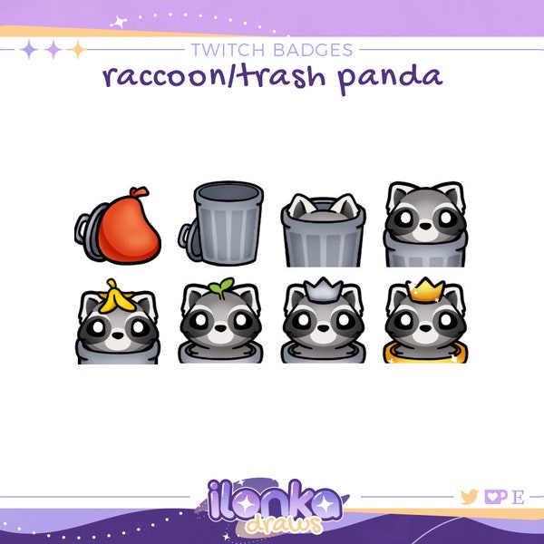 Trash Panda | Twitch badges (set of 8)