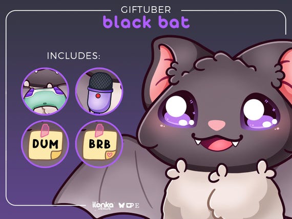 Black bat | GIFtuber - Base expression + assets