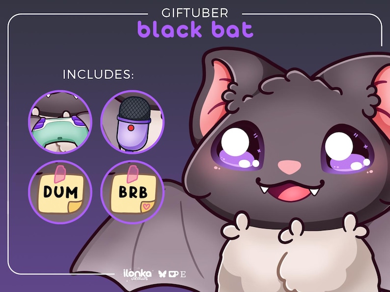 Schwarze Fledermaus | GIFtuber - Basisausdruck + Aktivposten Bild 1