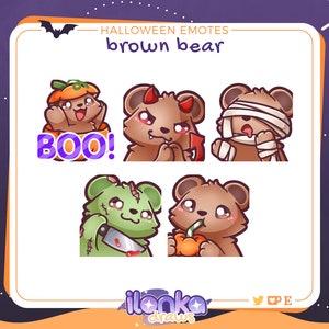 Brown bear | Halloween Twitch/Discord emotes (set of 5)