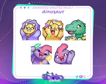 Dinosaur | Cute animated twitch/discord emotes (set of 5)