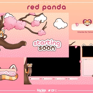 Red panda | Animated stream pack! (Scenes, overlays, alerts, panels & a transition)