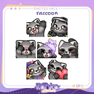 Raccoon | Twitch/Discord emotes pack 1 (set of 7)