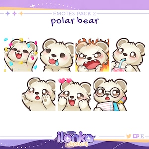 Polar bear | Twitch/Discord emotes pack 2 (set of 7)