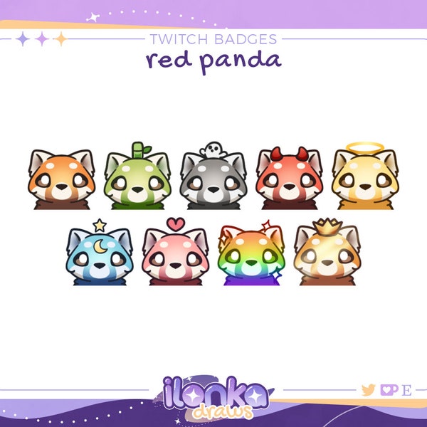 Niedlicher roter Panda | Twitch sub/bit Badges (9er Set)