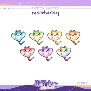 Cute manta ray | Twitch sub/bit badges (set of 7)