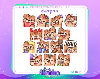 Chapaa | Cute twitch/discord emotes combo pack 1 & 2 (set of 14)