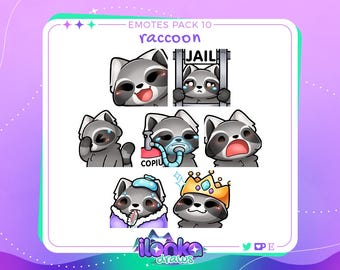 Raccoon | Twitch/Discord emotes pack 10 (set of 7)