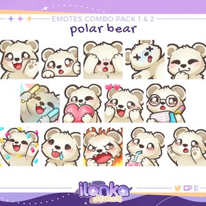 Polar bear | Twitch/Discord emotes combo pack 1 & 2 (set of 14)