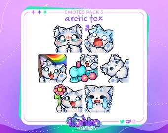 Arctic fox | Cute twitch/discord emotes set 3 (set of 7)