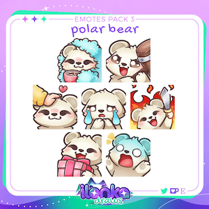 Polar bear | Twitch/Discord emotes pack 3 (set of 7)