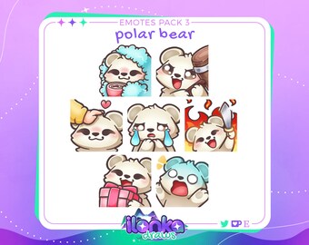 Polar bear | Twitch/Discord emotes pack 3 (set of 7)