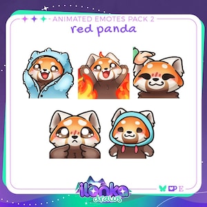 Red panda | Animated Twitch/Discord emotes pack 2 [set of 5]