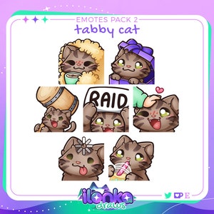 Tabby cat | Twitch/Discord emotes pack 2 (set of 7)