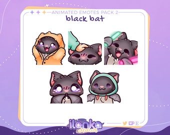 Black bat | Twitch/Discord animated emotes pack 2 (set of 5)