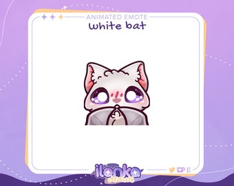 Shy white bat | Twitch/Discord animated emote