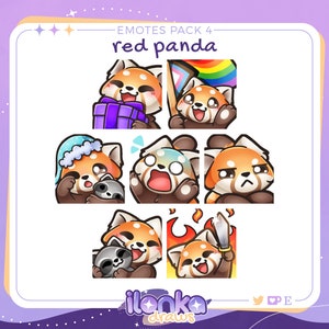 Red panda | Twitch/Discord emotes pack 4 (set of 7)