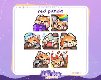 Red panda | Twitch/Discord emotes pack 4 (set of 7)